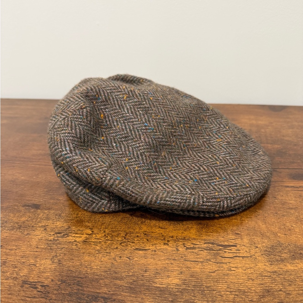 Jonathan Richard Ireland Donegal Tweed Brown Wool Newsboy Cap Cabbie Hat Mens 7